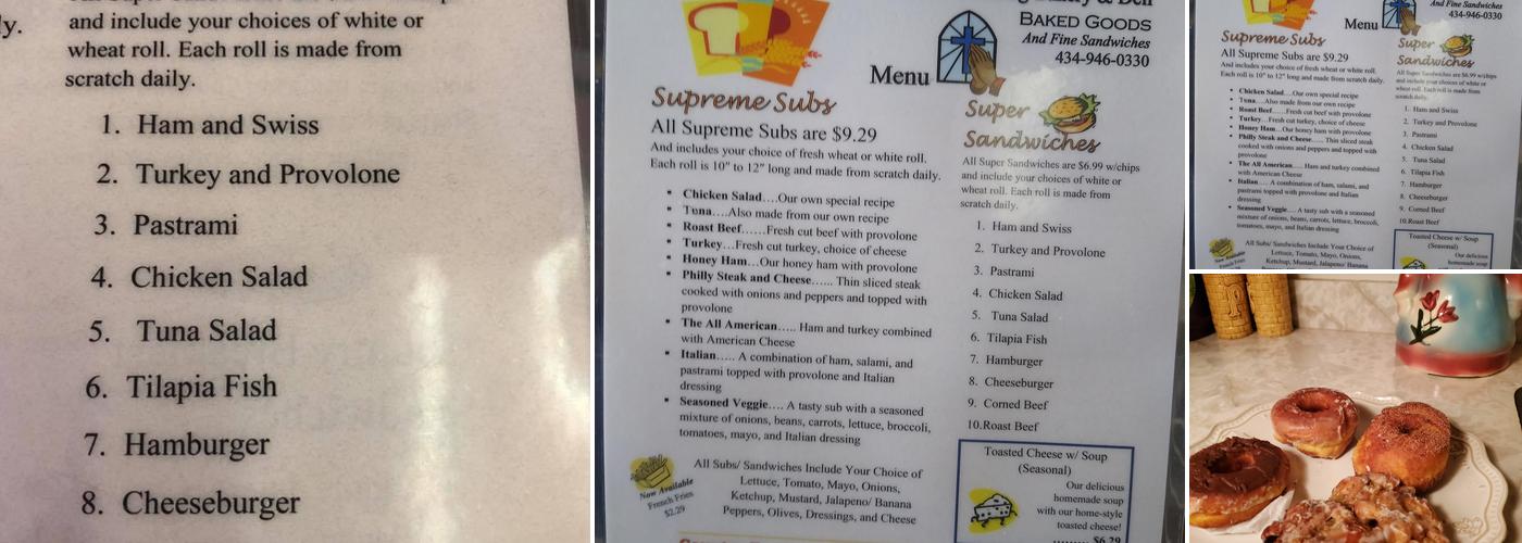 What A Blessing Bakery Menu