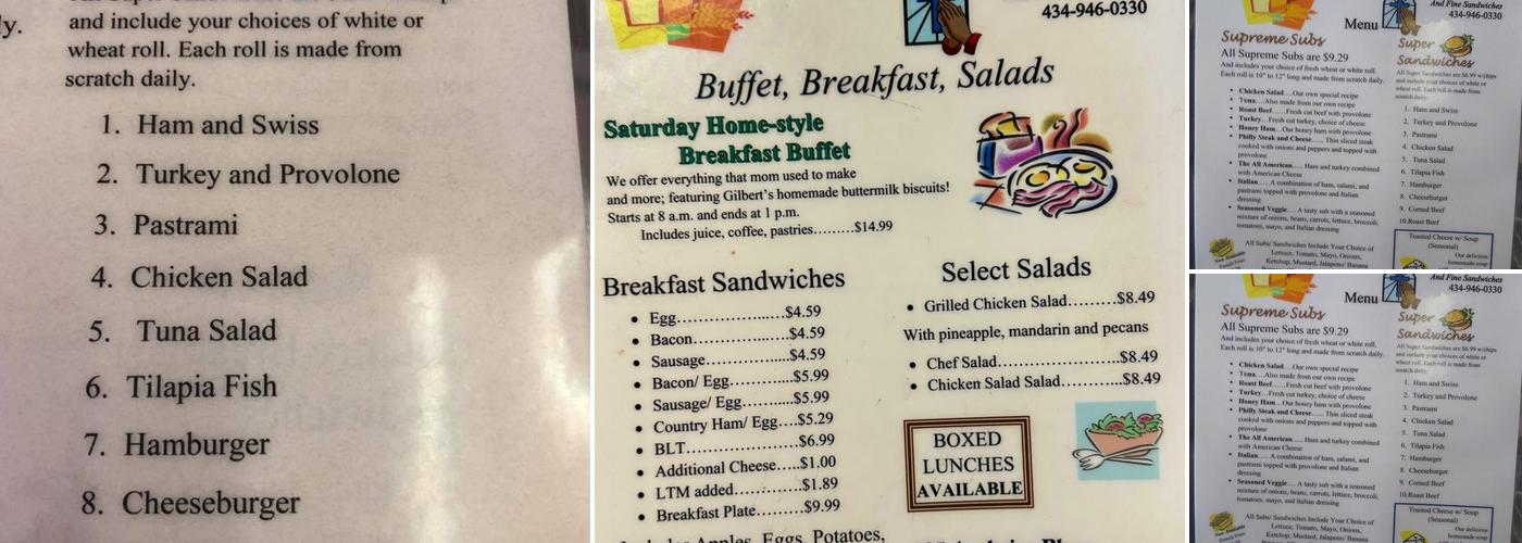 What A Blessing Bakery Menu