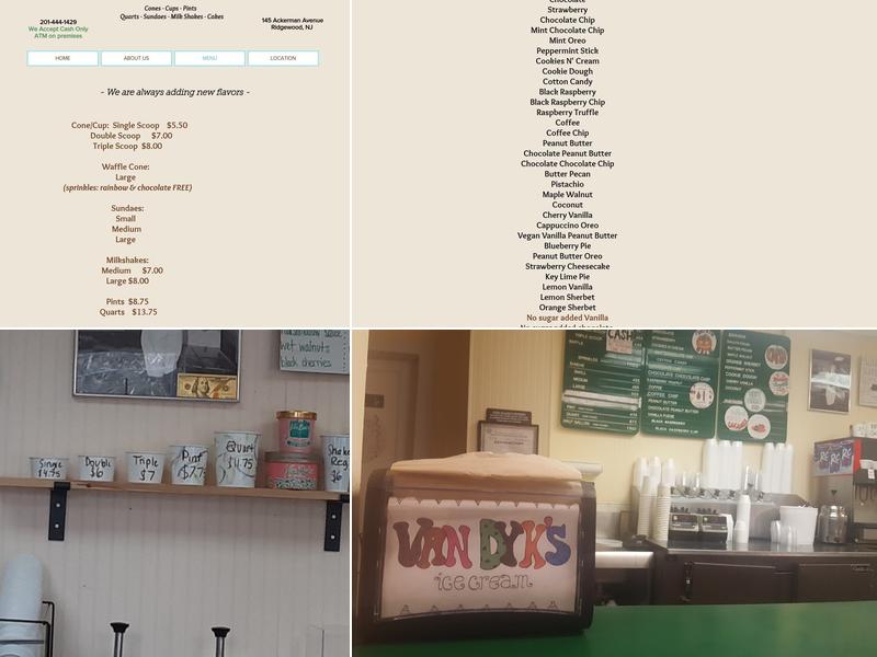 Van Dyk's Homemade Ice Cream Menu