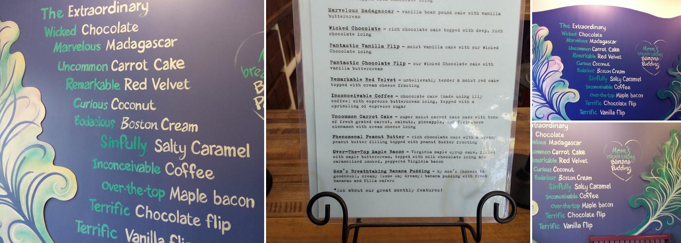 Extraordinary Cupcakes Menu