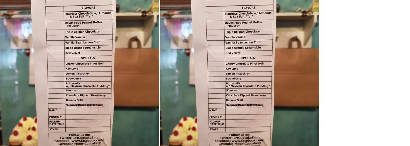 Lavender Moon Cupcakery Menu