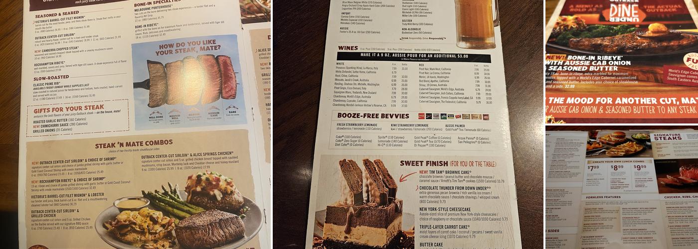 Outback Steakhouse Menu