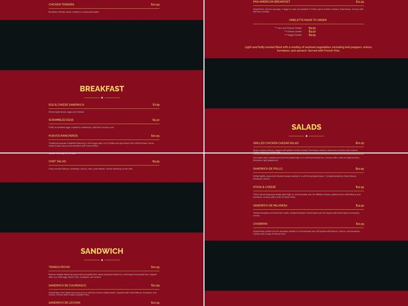 Pan American Bakery & Grill Menu