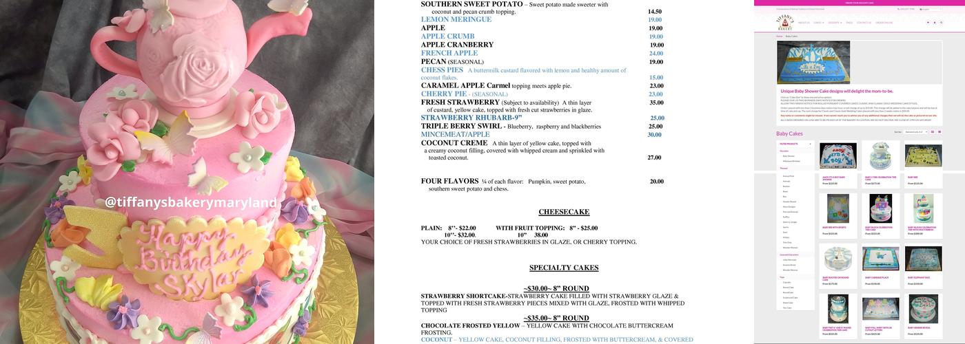 Tiffanys Bakery Menu