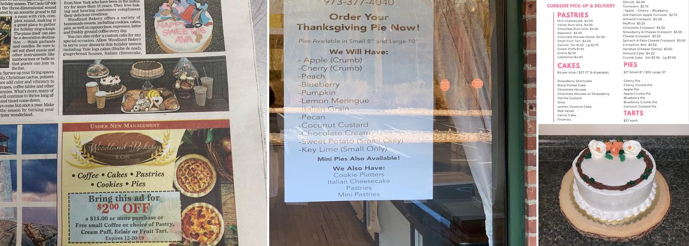 Woodland Bakery Menu