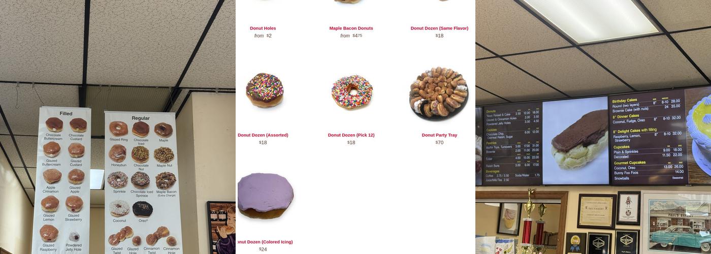 Paul's Bakery Menu
