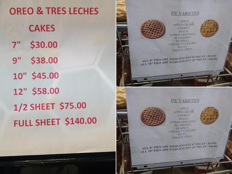 Minos Bakery Menu