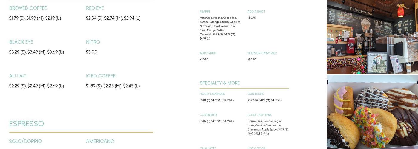 Freddy Donuts Menu