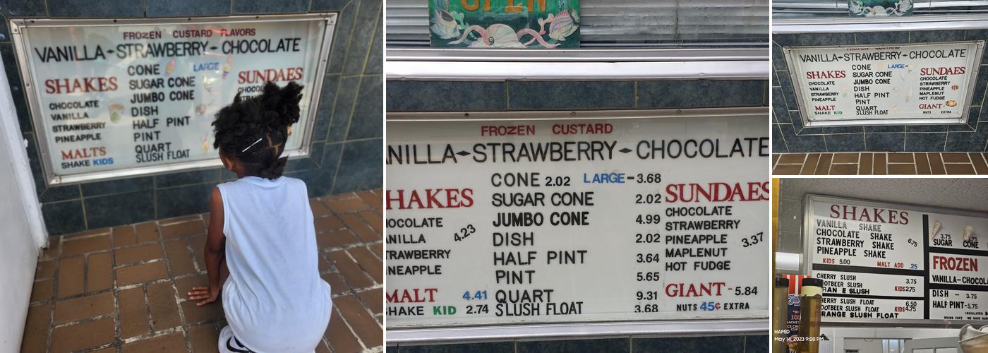 Carl's Frozen Custard Menu