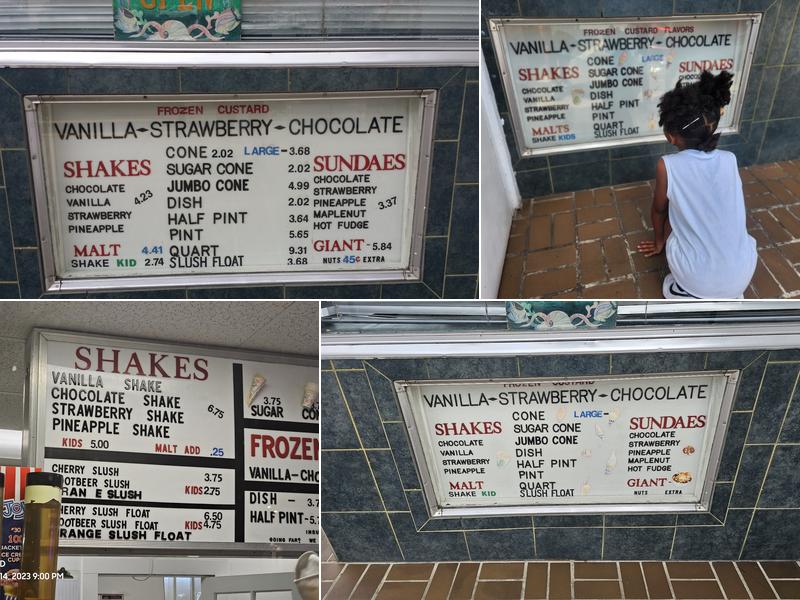 Carl's Frozen Custard Menu