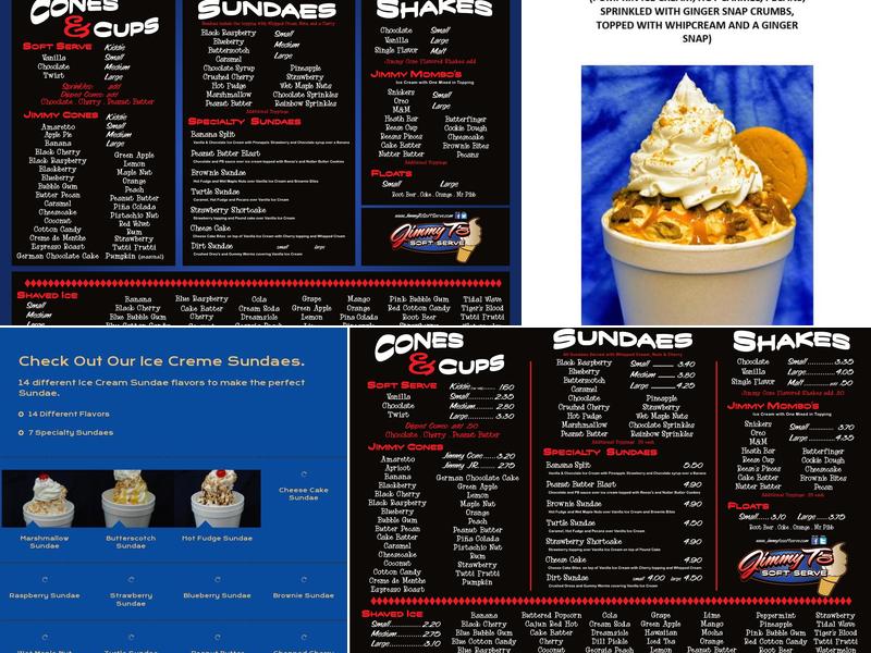 Jimmy T's Soft Serve Menu