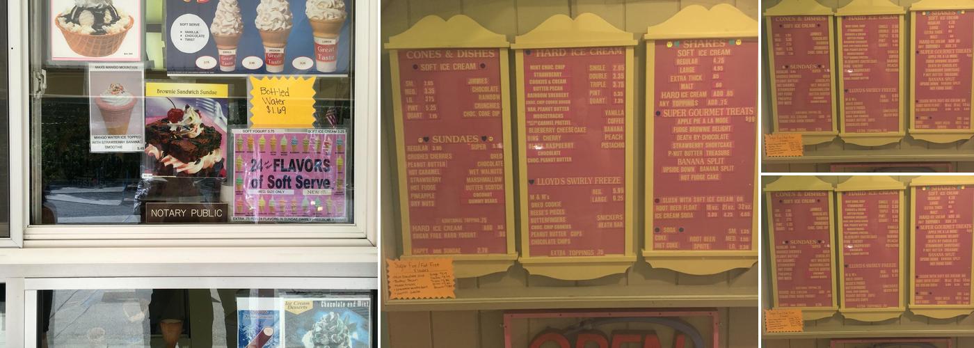 Lloyd's Country Custard Menu