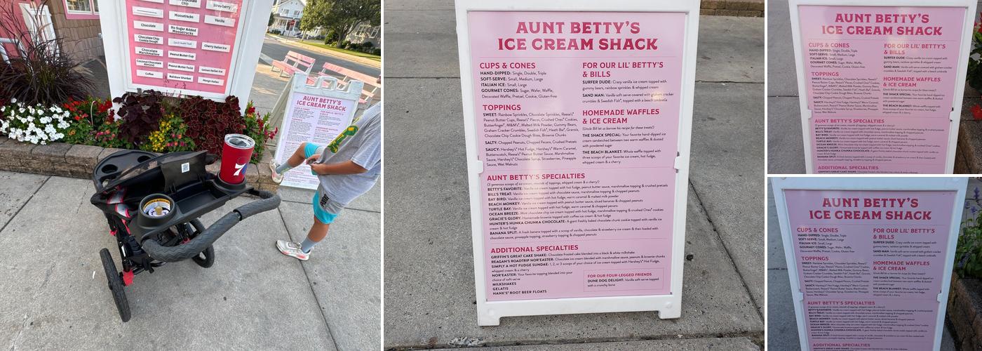 Aunt Betty's Ice Cream Shack Menu