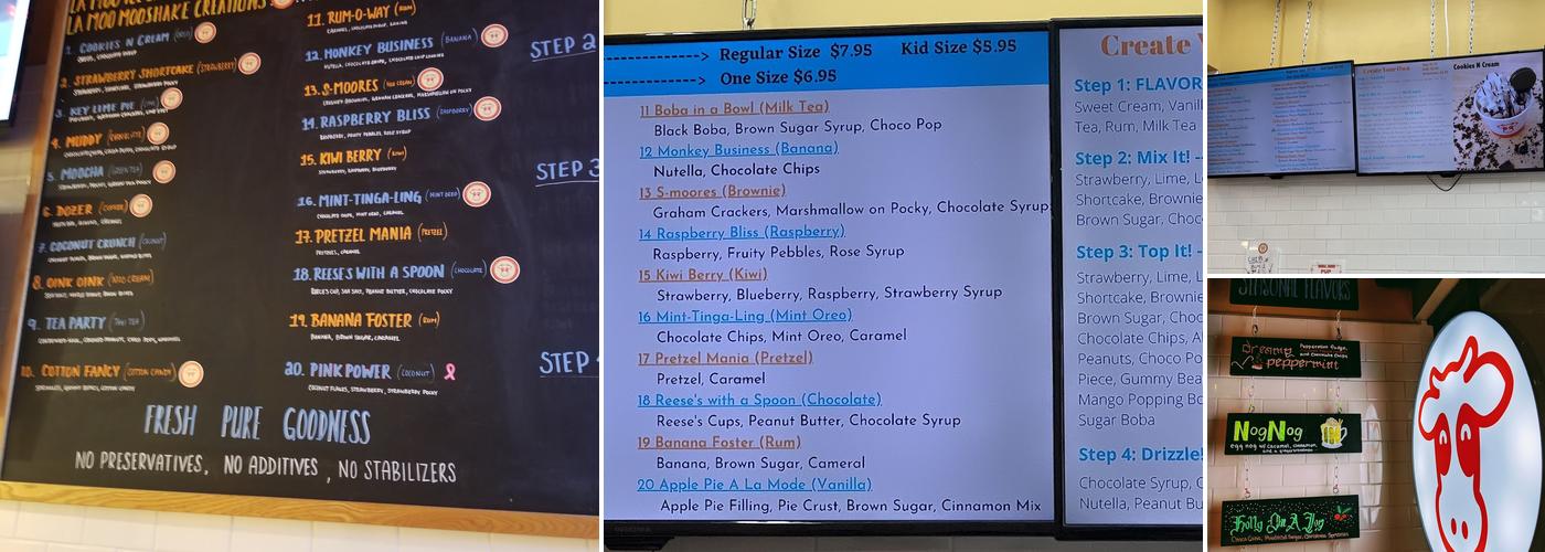 La Moo Creamery Menu