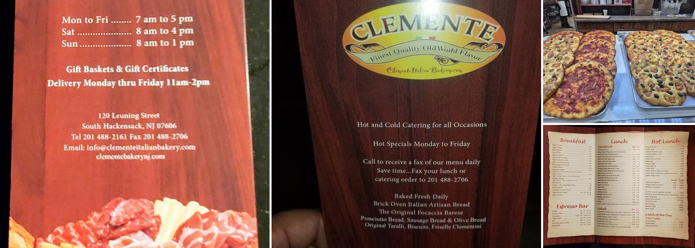 Clemente Bakery Menu