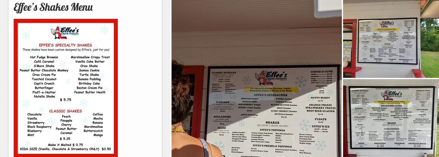 Effee’s Frozen Favorites Menu