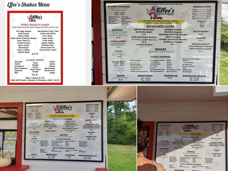 Effee’s Frozen Favorites Menu