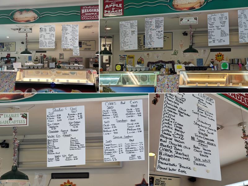 Holiday Ice Cream Menu