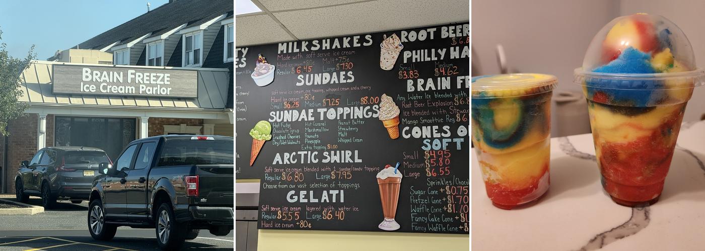 Brain Freeze Ice Cream Parlor Menu