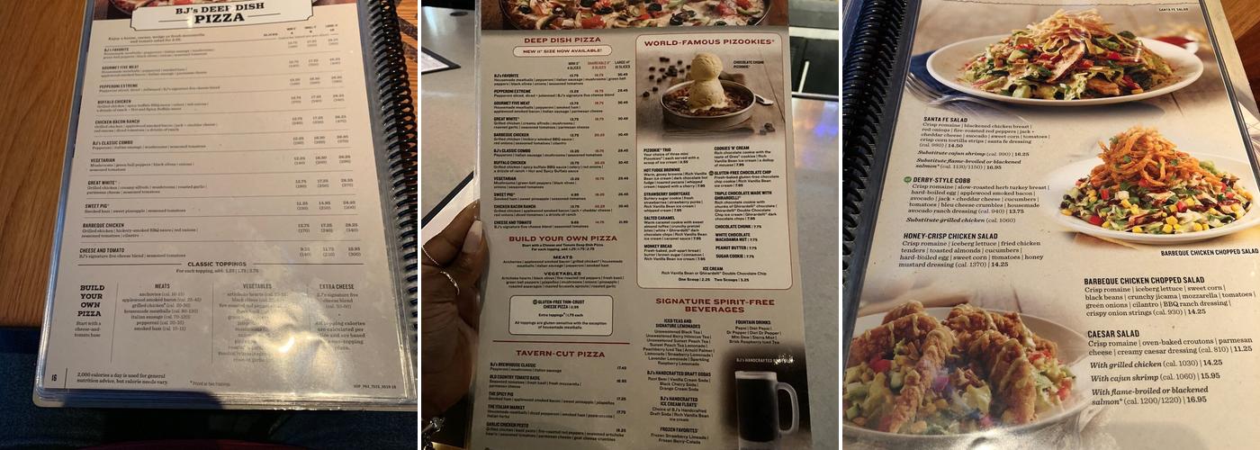 BJ's Bakery Menu