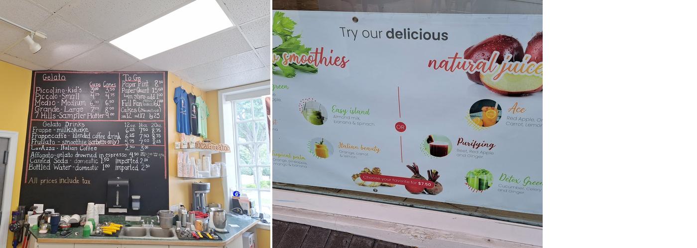 DeLuca Gelato Menu