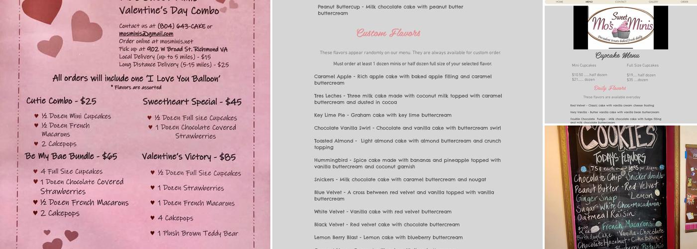 Mo's Sweet Minis Menu