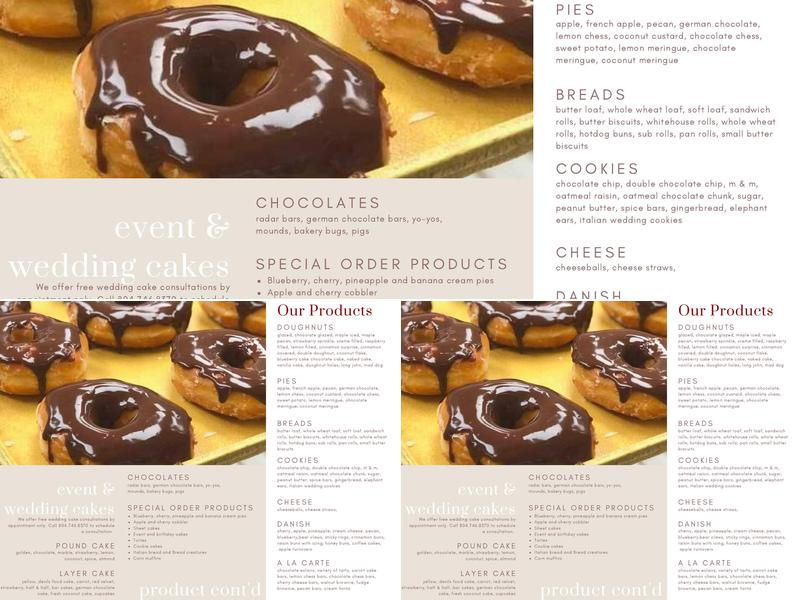 Williams Bakery Menu