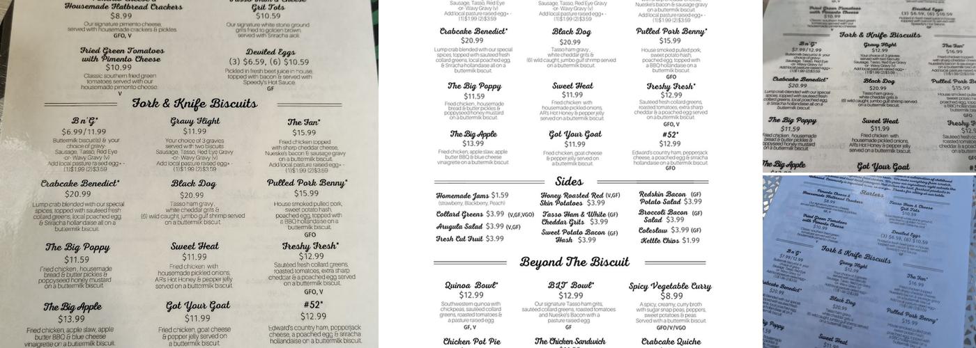 The Fancy Biscuit Menu