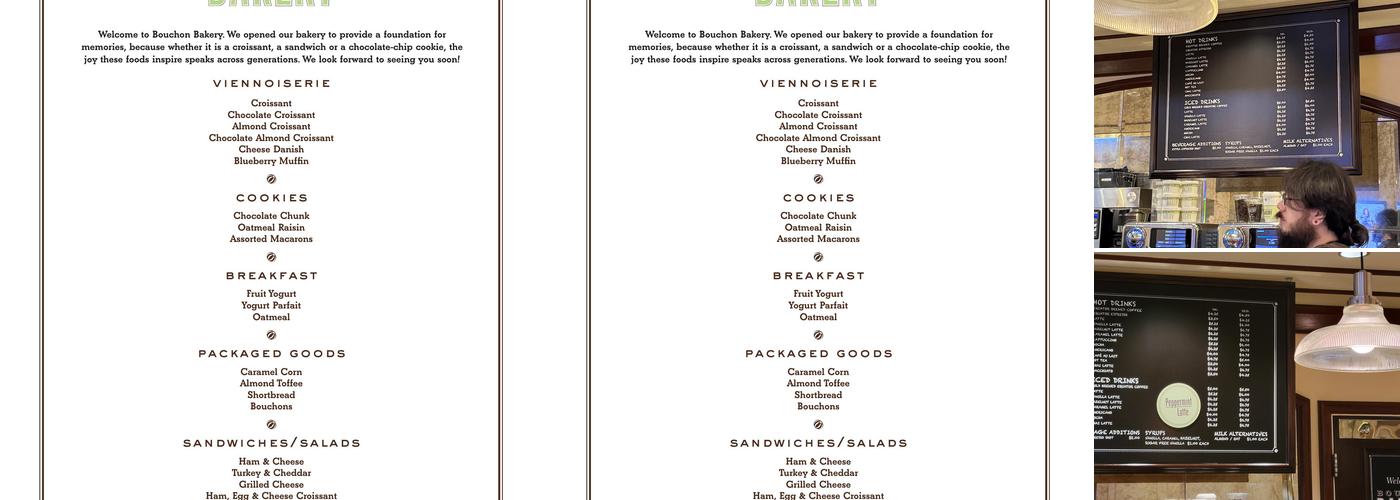 Bouchon Bakery Menu