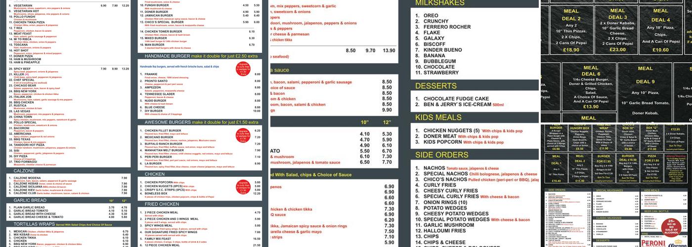 Chico's Pizza Menu