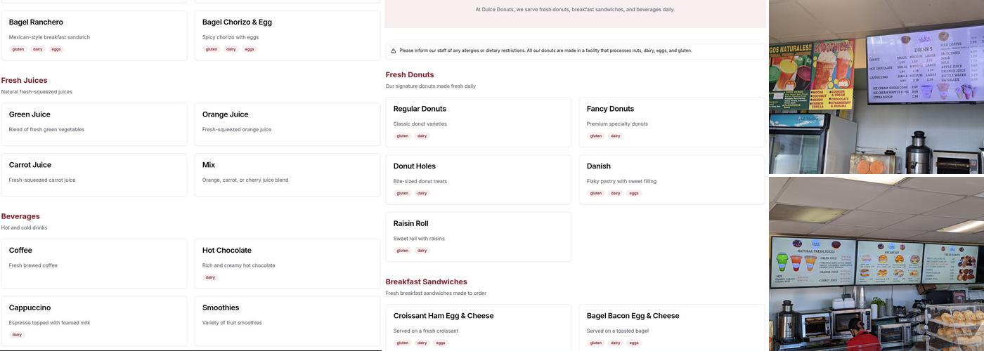Dulce Donuts Menu