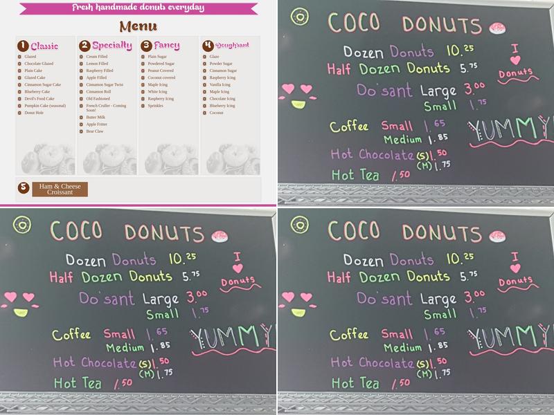 Coco Donuts Menu