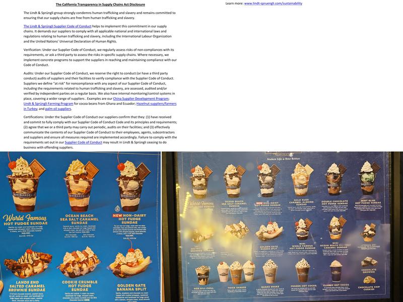 Ghirardelli Ice Cream & Chocolate Shop Menu