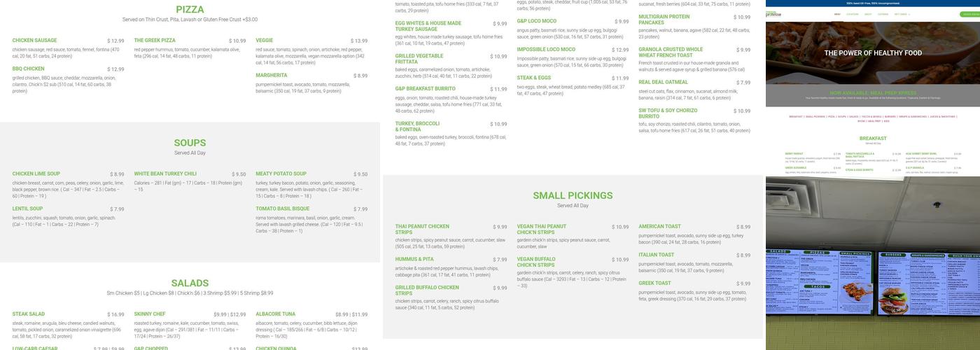 Greens and Proteins Menu