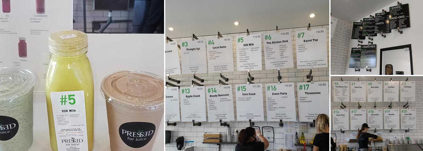 Pressed For Juice Menu