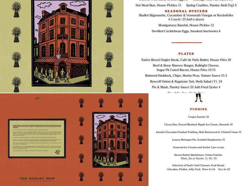 The Barley Mow Pub Mayfair Menu