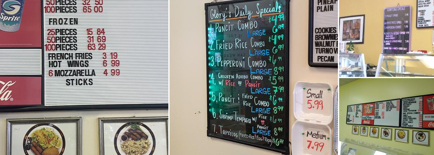 Glory's Bakery Menu
