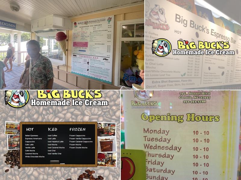 Big Buck's Homemade Ice Cream Menu