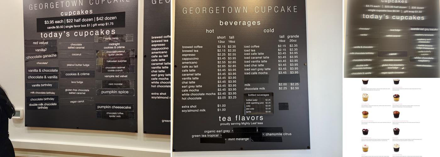 Georgetown Cupcake Menu