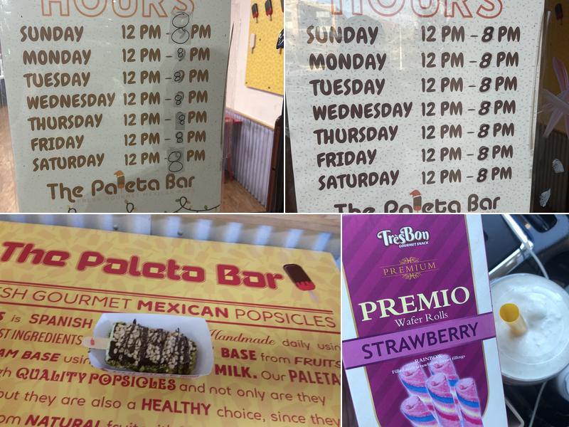 The Paleta Bar | San Pedro Menu