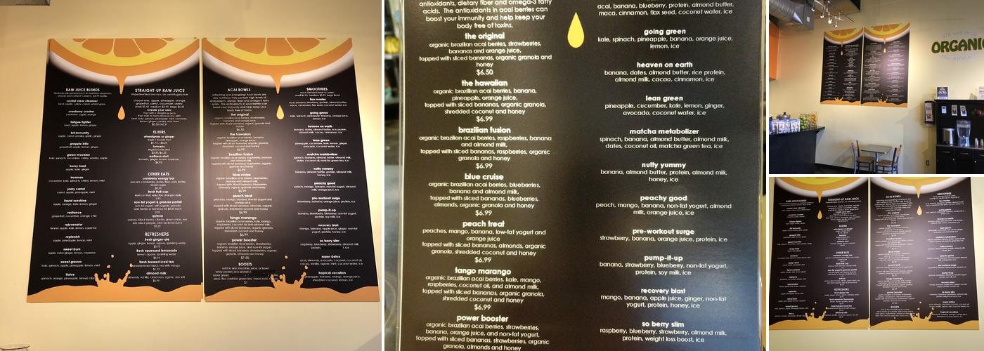 Squeezed Juice Bar -Tin Can Alley Menu