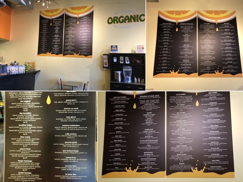 Squeezed Juice Bar -Tin Can Alley Menu