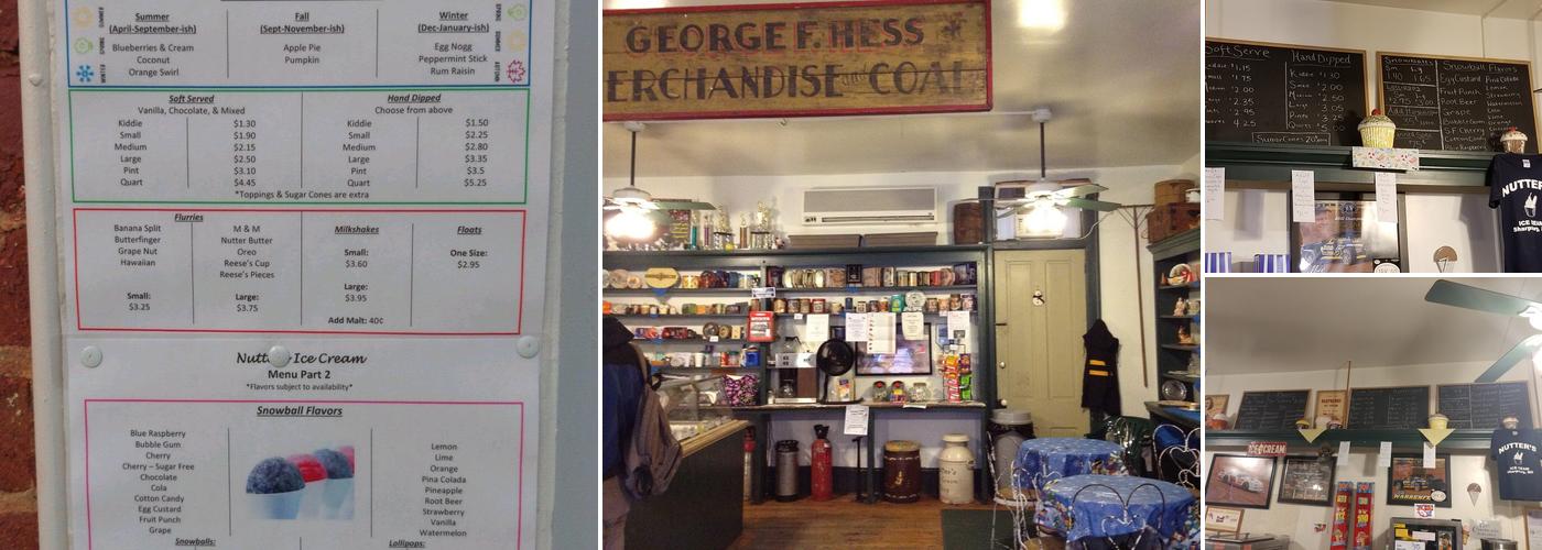 Nutter's Ice Cream Menu