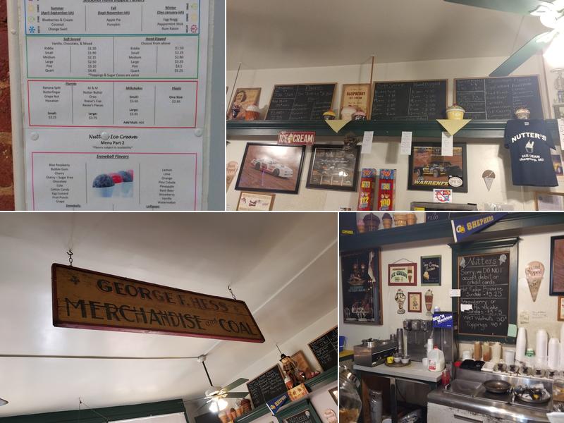 Nutter's Ice Cream Menu