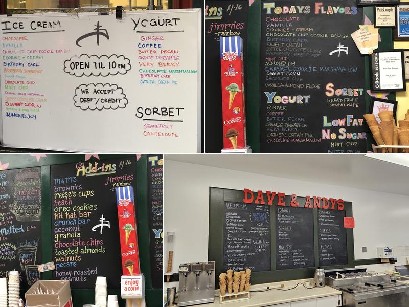 Dave & Andy's Homemade Ice Cream Menu