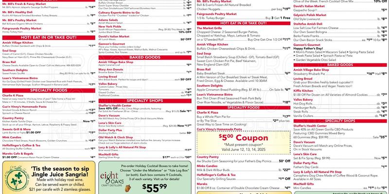 Amish Village Bake Shop Menu