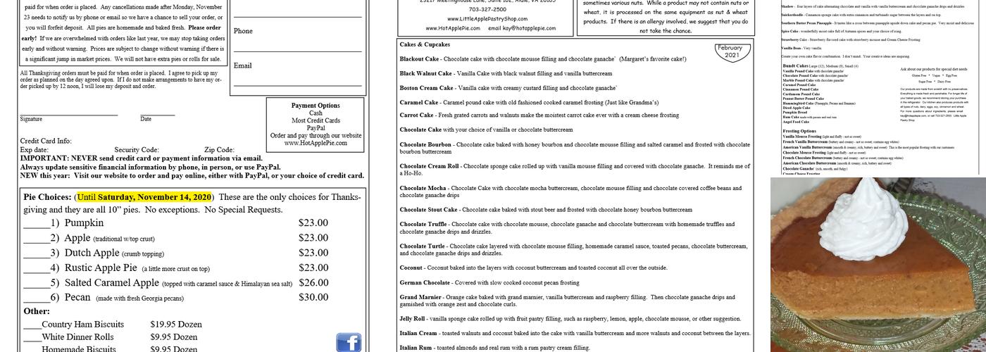 Little Apple Pastry Shop Inc Menu