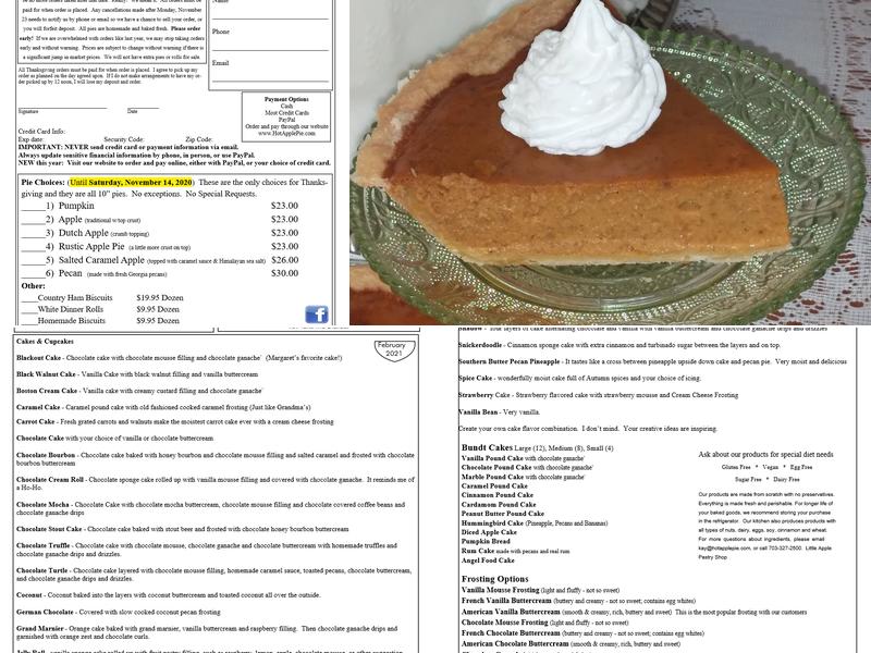 Little Apple Pastry Shop Inc Menu