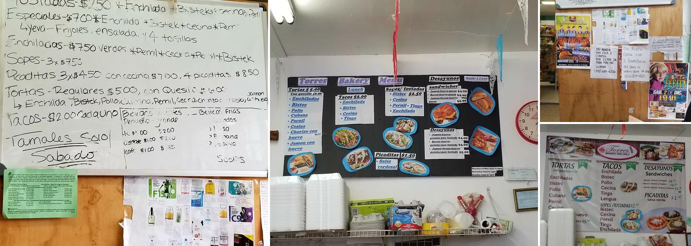 Torres Bakery Menu
