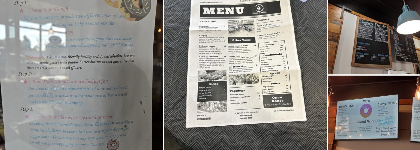 Benny's Donuts Menu